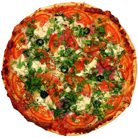 Pizza With Tomatoes And Greens